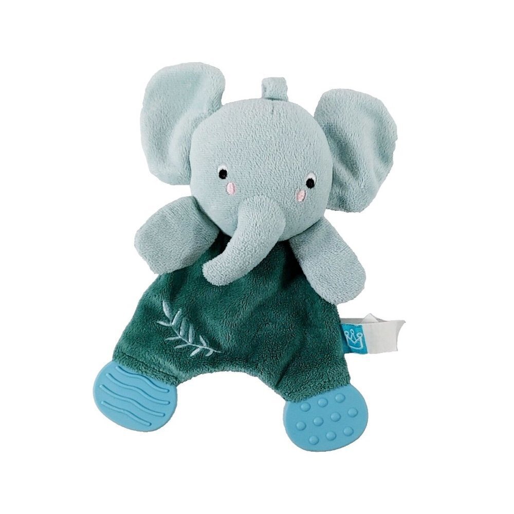 Manhattan Toy 2017 Lovey Teether Baby Green Blue Elephant Flat Rubber Feet 9"